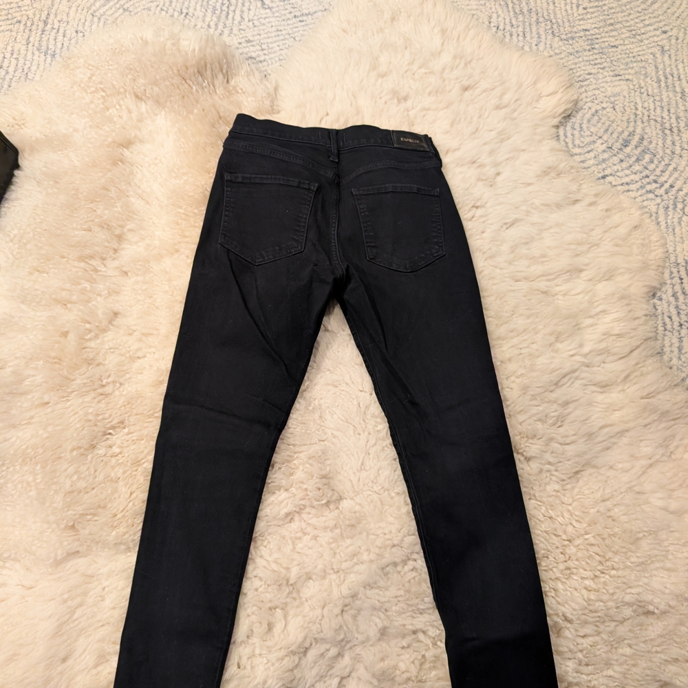 Express Skinny Mid Rise Midnight Black Denim